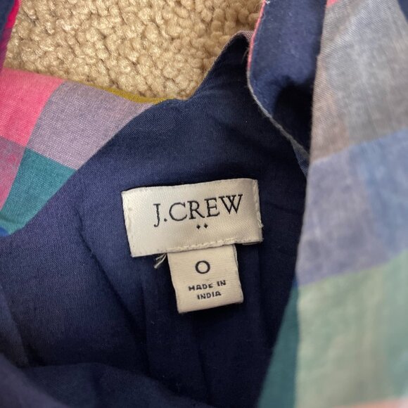 J Crew Dress Womens 0 Colorful Plaid Sleeveless Side Zip Button Front Sundress - Picture 4 of 9